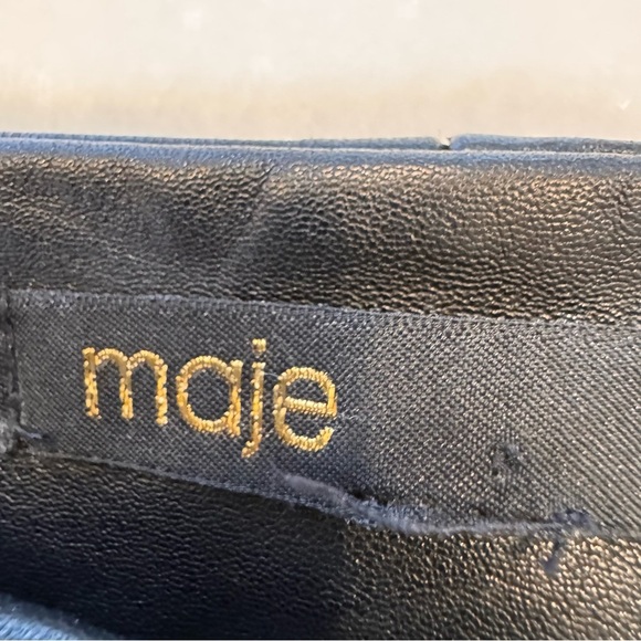 NEW Maje Leather Skirt Black Jupia Ruffle Mini A Line $595 Size 34 FR / 6 US - Picture 5 of 13